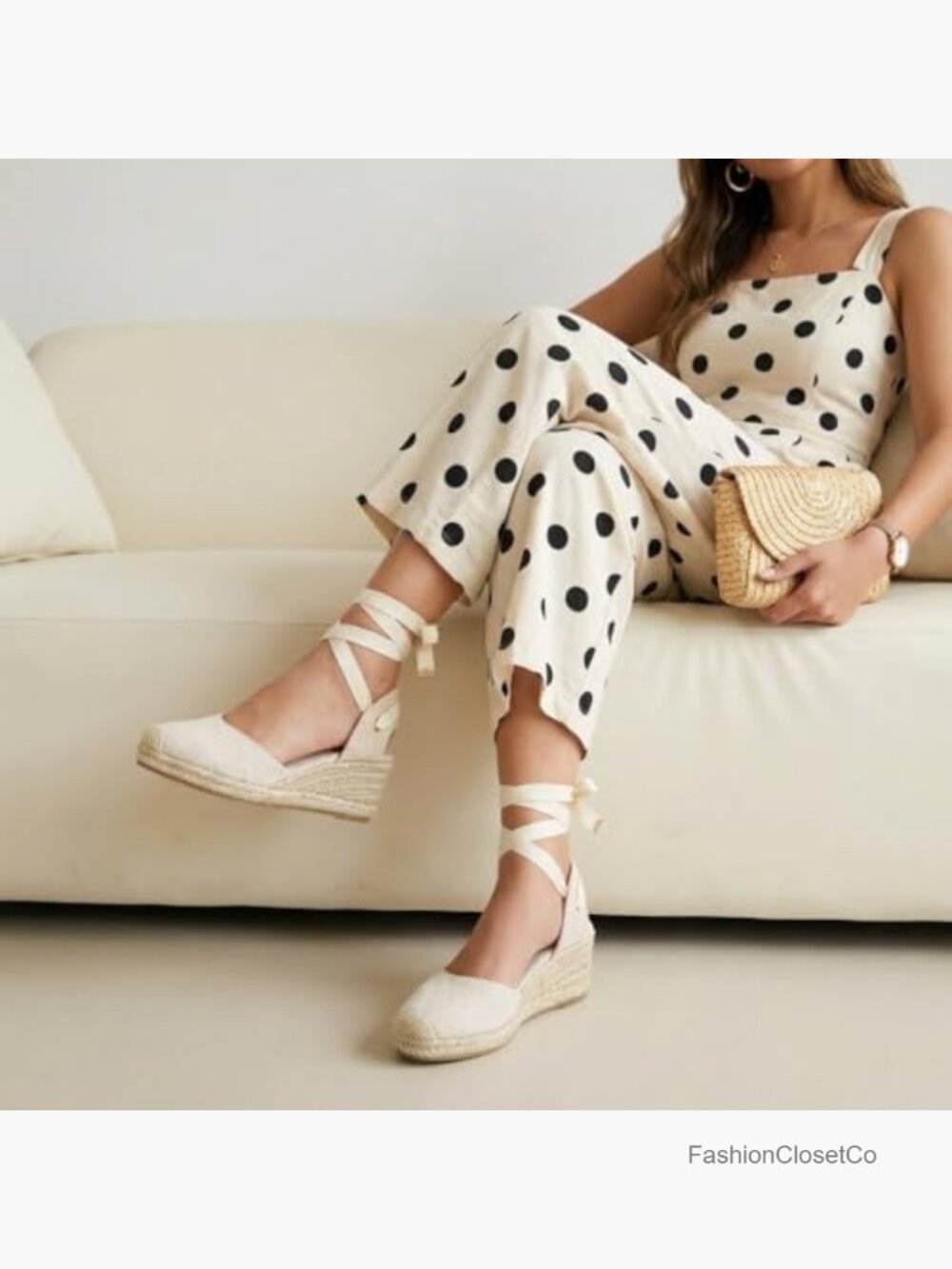 Platform Espadrille Wedge Sandals with Lace Up Ankle Wrap - Picture 2 of 7